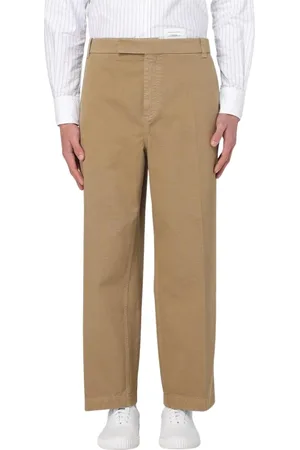 Thom Browne Straight Trousers, male, , Size: XL Relaxed Fit Cotton Chino Pants