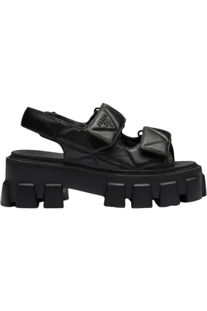 Prada Flat Sandals, female, , Size: 9 US Quilted Leather Platform Sandals