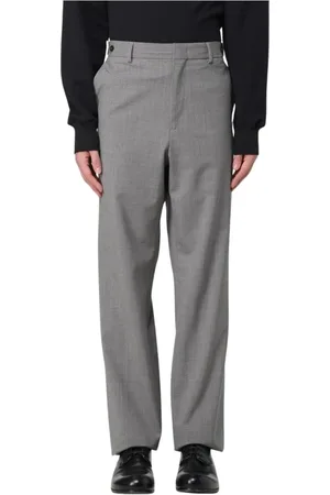 Msgm Straight Trousers, male, , Size: L Stylish Grey Wool Blend Trousers