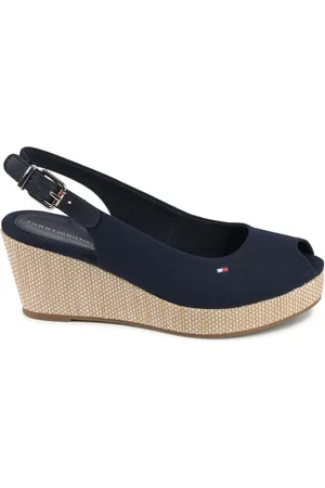 Tommy Hilfiger Wedges, female, , Size: 6 US Wedge Cotton-Leather Blend Shoes