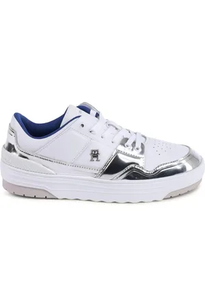 Tommy Hilfiger Sneakers, female, , Size: 8 US Grey Leather Sneaker Minimalist Design