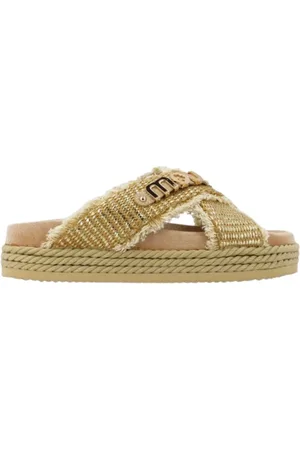 Mou Sliders, female, , Size: 10 US Raffia Criss Cross Sandals