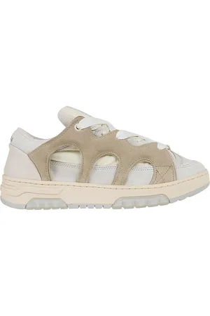 PAURA Sneakers, female, , Size: 8 2/3 US White Mesh & Suede Sneakers