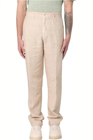 120% Lino Straight Trousers, male, , Size: XL Linen Casual Pants Stylish Design