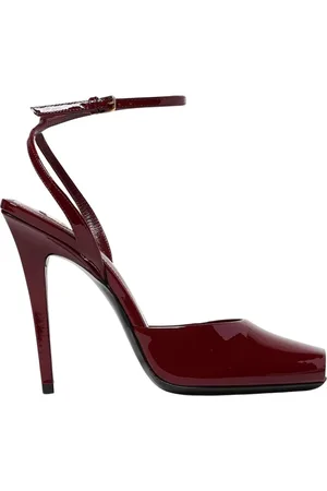 Saint Laurent High Heel Sandals, female, , Size: 6 US Burgundy Slingback Heeled Sandals