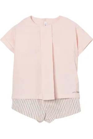 Il gufo Sets, unisex, , Size: 18 M Blush Pink Cotton Jumpsuit Set