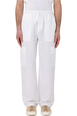 Colmar Straight Trousers, male, , Size: L Beige Linen Casual Pants with Pockets