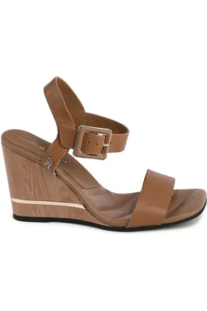 Tommy Hilfiger Wedges, female, , Size: 11 US Leather Wedge Heel Sandals