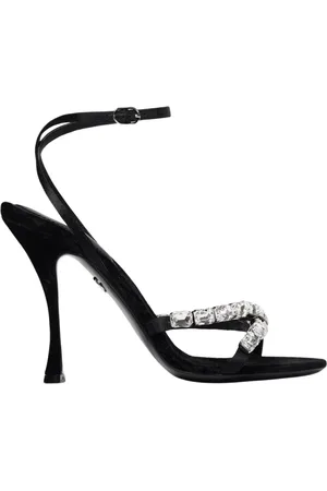 Dolce & Gabbana High Heel Sandals, female, , Size: 7 US Luxury Crystal Velvet Heels