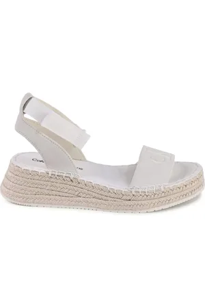 Calvin Klein Wedges, female, , Size: 9 US Leather Wedge Sandals