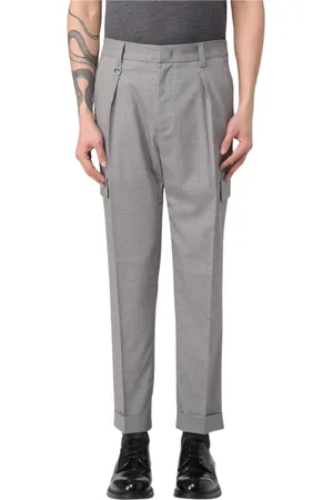 Paolo Pecora Straight Trousers, male, , Size: S Blue Cargo Trousers with Pleats