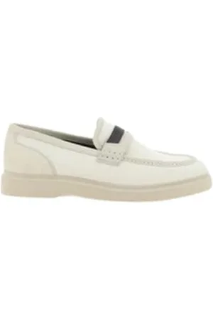 Brunello Cucinelli Loafers, female, , Size: 11 US Leather Moccasin Loafers with Beads