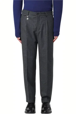 Manuel Ritz Suit Trousers, male, , Size: M Grey Pinstripe Pleated Trousers