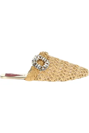 Roger Vivier Mules, female, , Size: 7 1/2 US Embellished Leather Flat Shoes