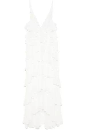 Elisabetta Franchi Party Dresses, female, , Size: S Ivory V-Neck Dress with Adjustable Straps
