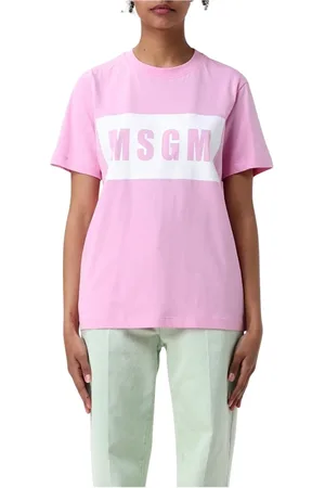 Msgm T-Shirts, female, , Size: S Black Logo Tee for Women