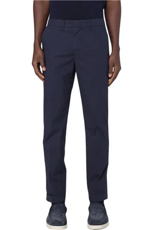 FAY Slim-fit Trousers, male, , Size: W31 Linen-Blend Straight-Leg Pants