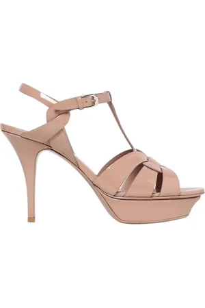 Saint Laurent High Heel Sandals, female, , Size: 11 US Nude Platform Heeled Sandals