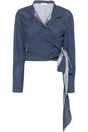 MAZZARELLI Blouses, female, , Size: S Navy Wraparound Style Shirt