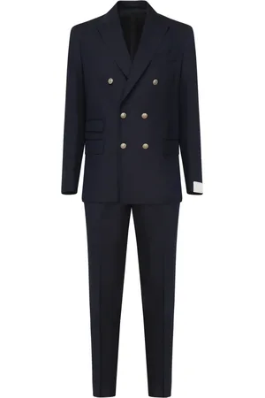 ELEVENTY Double Breasted Suits, male, , Size: 2XL Navy Peak Lapel Double-Breasted Trousers