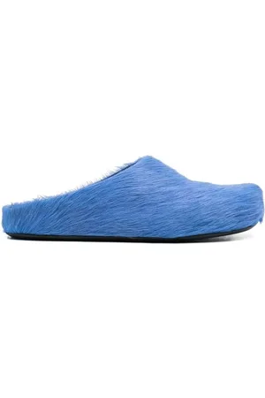Marni Mules, male, , Size: 12 US Leather Fur Trim Flat Shoes