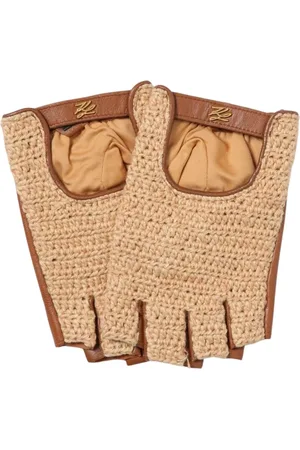 Karl Lagerfeld Gloves, female, , Size: S Crochet Raffia Fingerless Gloves