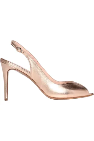 ANNA F. Pumps, female, , Size: 9 US Gold PeepToe Slingback Heels