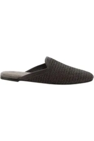Brunello Cucinelli Mules, female, , Size: 9 US Luxury Woven Leather Mules