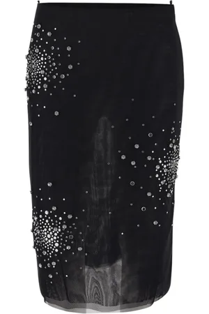 Des Phemmes Midi Skirts, female, , Size: XS Rhinestone Skirt with Hidden Zip Fastening