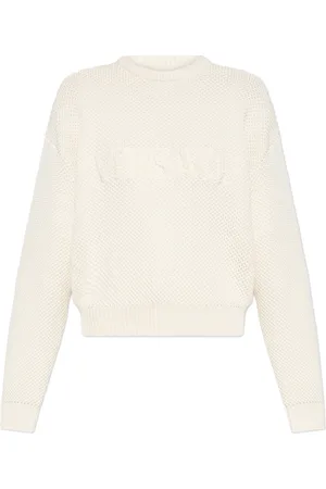 VERSACE Round-neck Knitwear, female, , Size: S Sweater with Logo