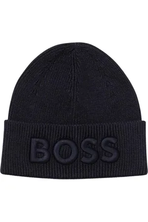 HUGO BOSS Beanies, male, , Size: ONE SIZE Navy Beanie Hat for Men