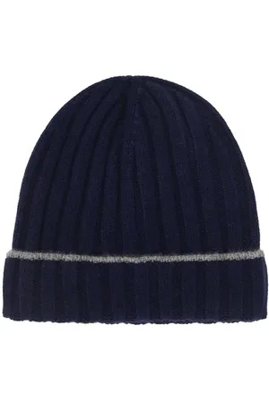 Brunello Cucinelli Beanies, male, , Size: M Cashmere Ribbed Beanie Hat