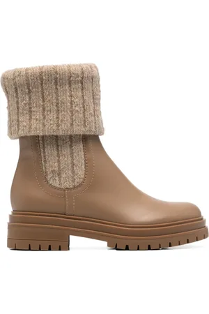 Gianvito Rossi Winter Boots, female, , Size: 7 US Beige Knitted Panel Boots