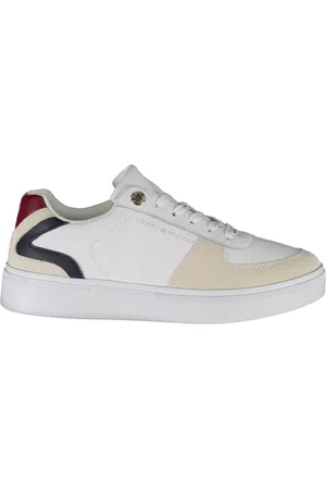 Tommy Hilfiger Sneakers, female, , Size: 8 US Sporty Lace-Up Sneakers White Polyester Logo