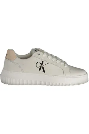 Calvin Klein Sneakers, female, , Size: 7 US White Polyester Sneaker with Contrast Details