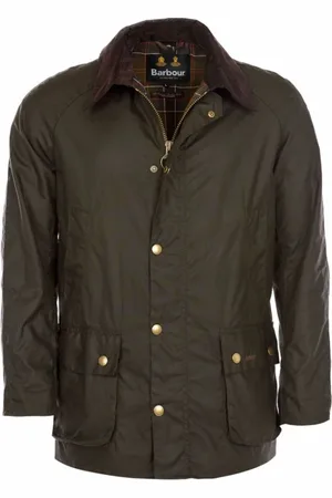 Barbour Light Jackets, male, , Size: L Olive Wax Jacket with Tartan Lining