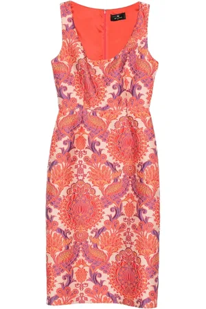 Etro Short Dresses, female, , Size: M Coral Floral Sleeveless Dress