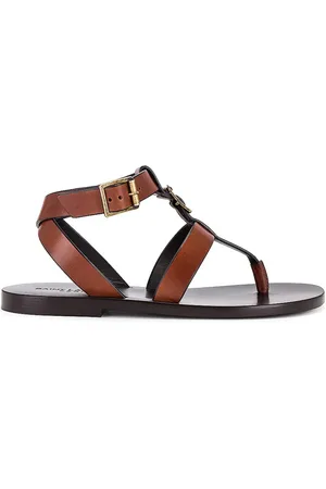 Saint Laurent Flat Sandals, female, , Size: 7 US Hardy Leather Flat Sandals