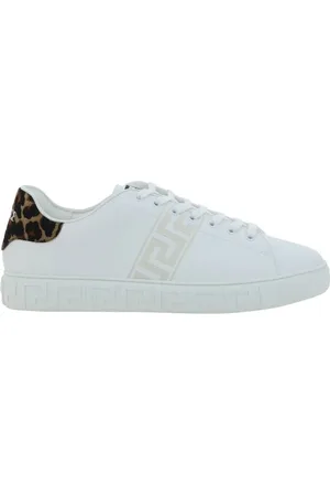 VERSACE Sneakers, male, , Size: 10 US Leopard Print Leather Sneakers
