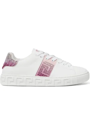 VERSACE Sneakers, female, , Size: 9 US Crystal Embellished Lace-Up Sneakers