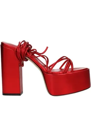 PARIS TEXAS High Heel Sandals, female, , Size: 7 US Leather High Heel Sandals with Self Tie Closures