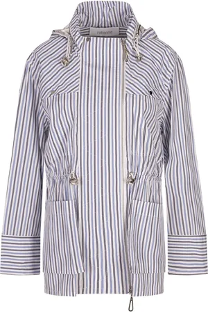 Paco rabanne Parkas, female, , Size: XS Striped Poplin Hooded Parka