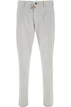 ELEVENTY Slim-fit Trousers, male, , Size: W33 Grey Drawstring Wool Stretch Pants