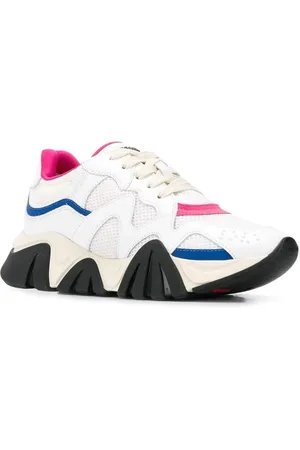 VERSACE Sneakers, female, , Size: 8 1/2 US Leather Sneakers with Mesh Panels