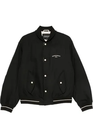 Emporio Armani Bomber Jackets, male, , Size: L Logo Embroidered Coat
