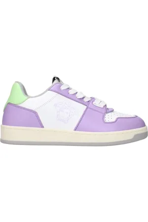 VERSACE Sneakers, female, , Size: 6 US White Leather Logo Sneakers