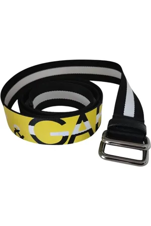 Dolce & Gabbana Belts, male, , Size: 95 CM Striped Metal Buckle Belt with Leather
