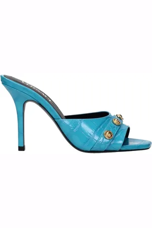 VERSACE Heeled Mules, female, , Size: 8 US Crocodile High Heel Sandal