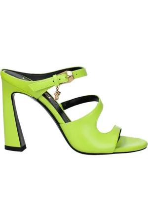 VERSACE Heeled Mules, female, , Size: 11 US Leather High Heel Sandals