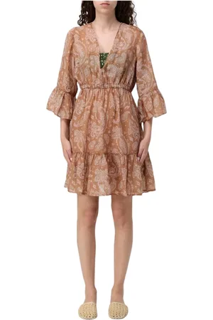MC2 SAINT BARTH Short Dresses, female, , Size: L Paisley Print Ruffle Sleeve Dress
